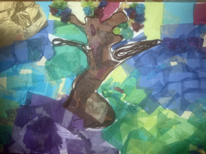 On October 17, 2026, children at the Solidarity Summit created this multimedia mural, inspired by the summit’s theme, “The Resistance Will Be Beautiful.” Just as the tree’s roots crack the concrete, our voices and our hope for a fairer world creates changes in our world.